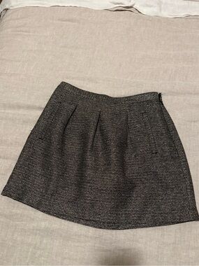 Textured Mini Skirt in Charcoal Gold
